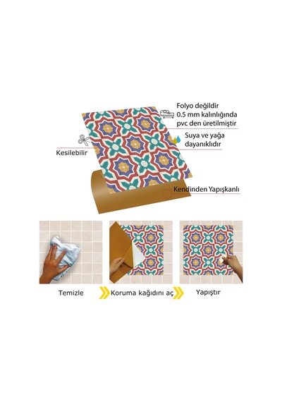 Tink Kendinden Yapışkanlı Kontrast Yıldız Desenli Pvc Karo 30x30 Cm