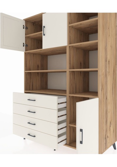 Kronos Dolap 9 Raflı 4 Çekmeceli 3 Kapaklı 132x59x195 Çam-ayt... Çam