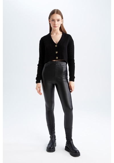Defacto Coool Regular Fit V Yaka Hırka Siyah
