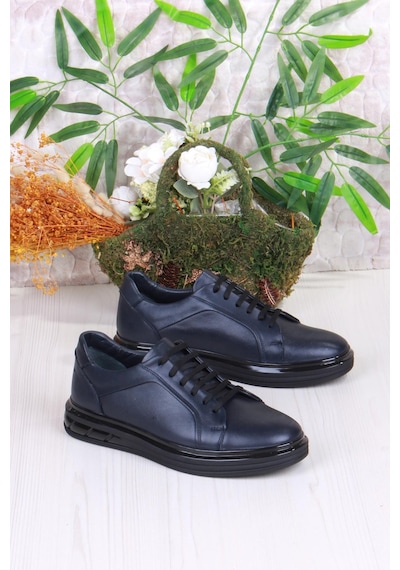 Mehmet Mete 42466 Rahat Hakiki Deri Sneaker Erkek Ayakkabı Siyah