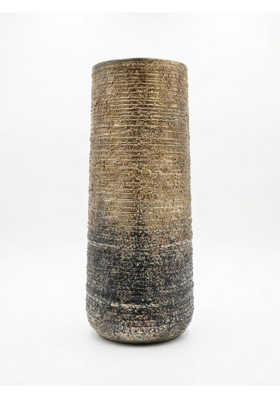 Dekoratif Metalik Ombre Vazo Lüks Salon Aksesuarı Büyük Boy Süs Vazosu 48x18 Cm Gold