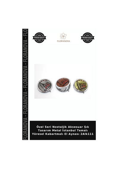 Özel Seri Nostaljik Aksesuar Şık Tasarım Metal İstanbul Temalı Yöresel Kabartmalı El Aynası 2alk111