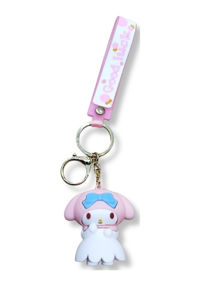 My Melody Premium 3d Figürlü Çiçek Detaylı Pembe Bilek Kayışlı Anahtarlık - 1 Adet