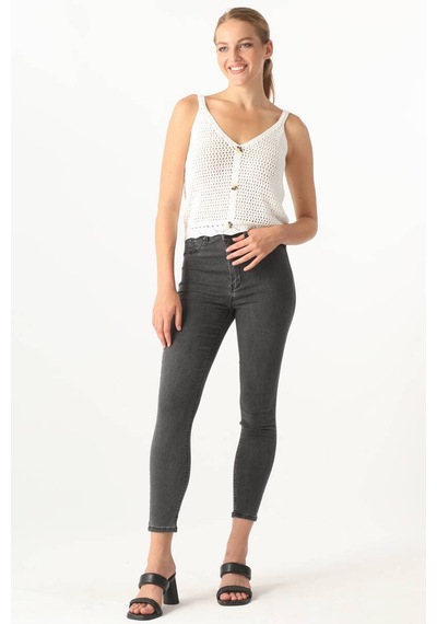 Kadın Gri Skinny Jean Pantolon 001