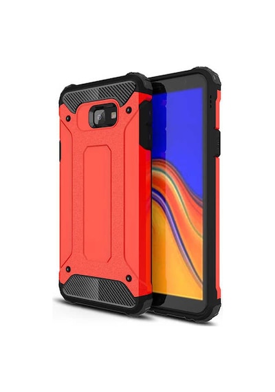 Noktaks Samsung Galaxy Uyumlu J6 Plus Kılıf Çift Katman Zırh Tank Crash Military Kapak Kırmızı T6264 Kirmizi