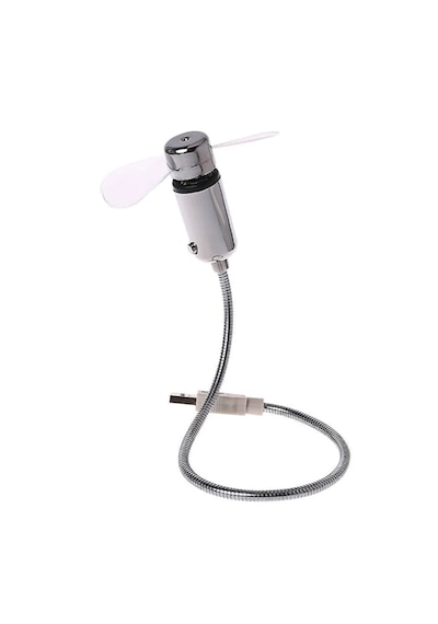 Usb Led Işıklı Mini Vantilatör Esnek Metal Gövde Masa Fanı Laptop, Powerbank Ve Adaptör Uyumlu-sl-uf02 Gri