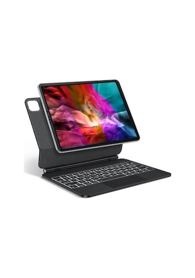Apple Uyumlu iPad Pro 12.9 5. Nesil 6. Nesil Klavye Magic Keyboard Touchpad Q Akıllı Klavyeli Kılıf -ışıklı