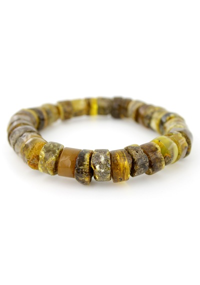 Kehribar Bileklik Amorf Tasarım Ambergold Blk23-135 Çok Renkli