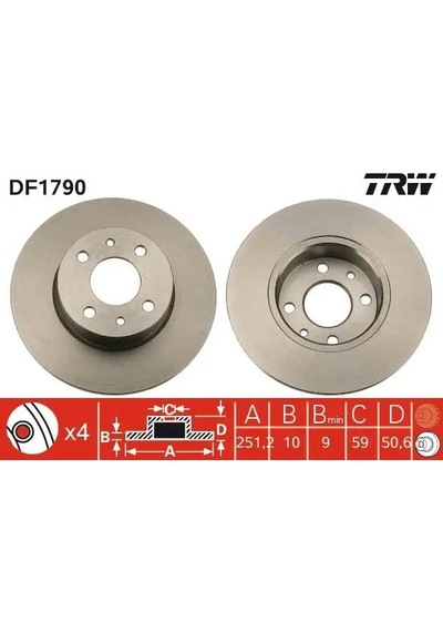 Trw Df1790 Arka Fren Diski 0060801753 0060801755 0082433853 2 Adettir