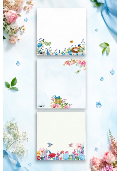 Çiçek Bloknot - 9 9 Cm Ebat- 50 Yaprak - Notepad - Memopad - Çizgisiz Not Kağıdı- To Do List - 3615