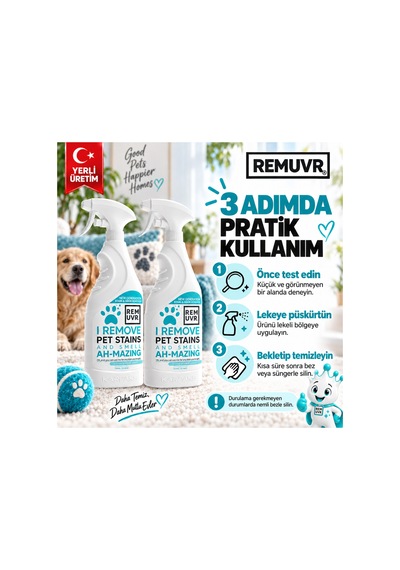 Leke Çıkarıcı Enzimatik Sprey 750 Ml Halı Koltuk Kumaş Kedi Köpek İdrar Ve Koku Giderici X 2 Adet Kedi Köpek, Halı Koltuk Yatak