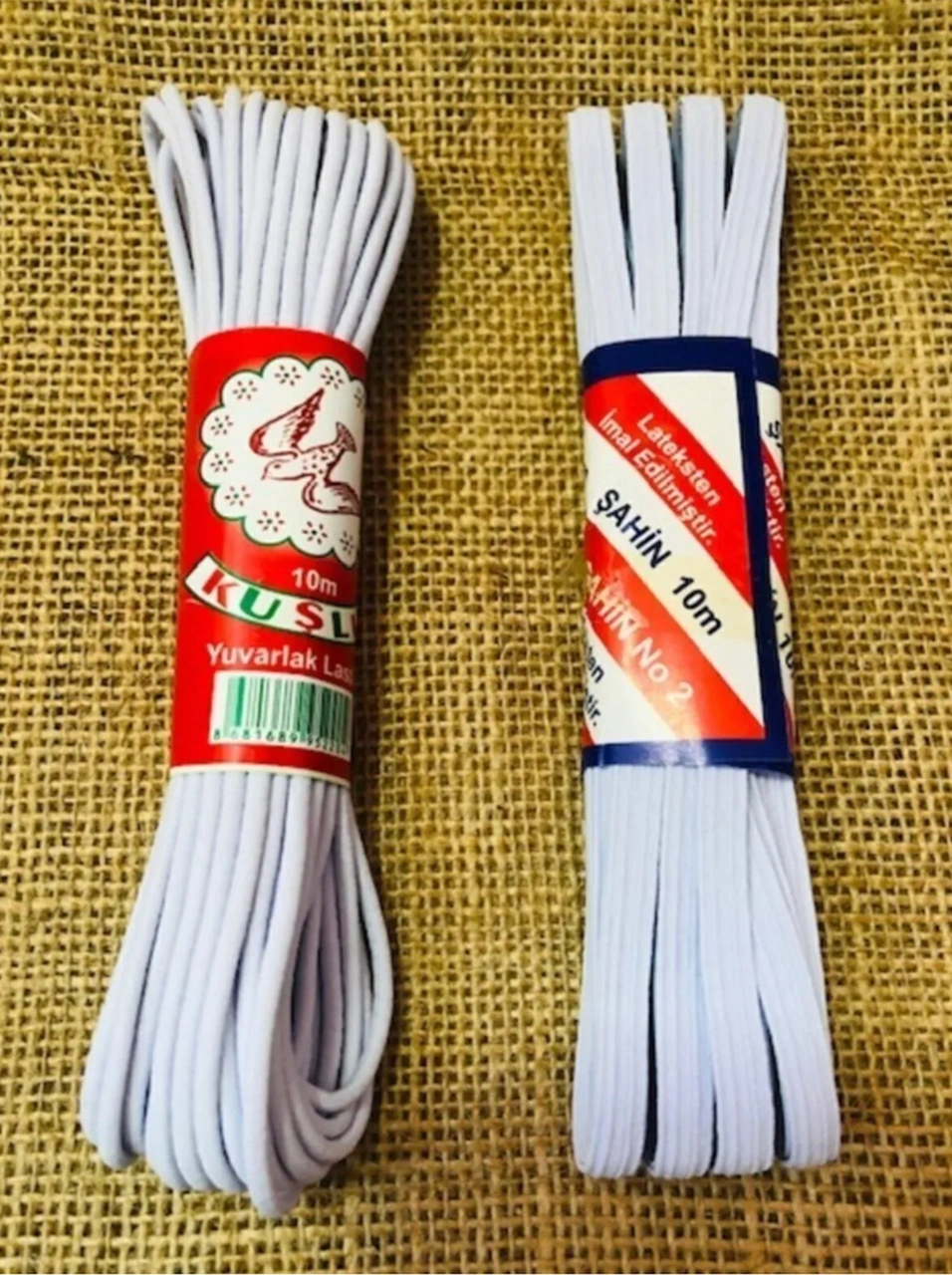 2 Adet Beyaz Bel Paça Don Lastiği Yuvarlak Ve Yassı 2 X 10 Metre