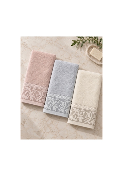 Sarmaşık Desenli Havlu 50x90 Cm 3 Lü Set %100 Pamuk - Pastel Breeze Çok Renkli
