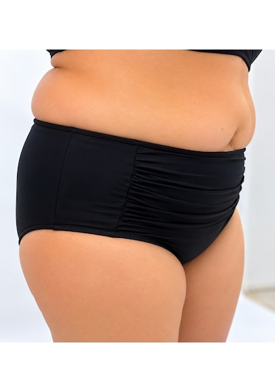 Düz Kesim Yüksek Bel Bikini Takımı Siyah