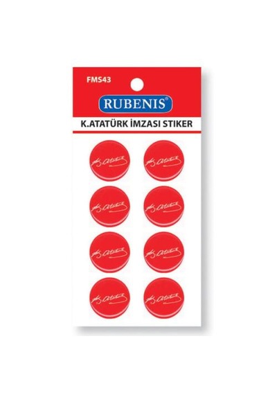 Rubenis Sticker Kemal Atatürk İmzası Figürlü 1 Pk.