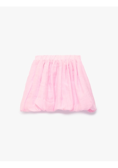 Koton Beli Lastikli Pamuk Ve Keten Karışımlı Balon Etek Pembe 6skg70193aw Gül