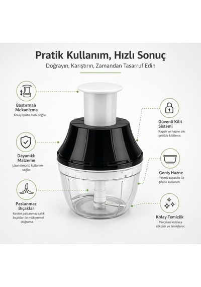 Tr Basmalı El Rondosu 3 Bıçaklı Doğrayıcı Manuel Rondo Pratik Mutfak Doğrayıcı Sebze Soğan Sarımsak Parçala