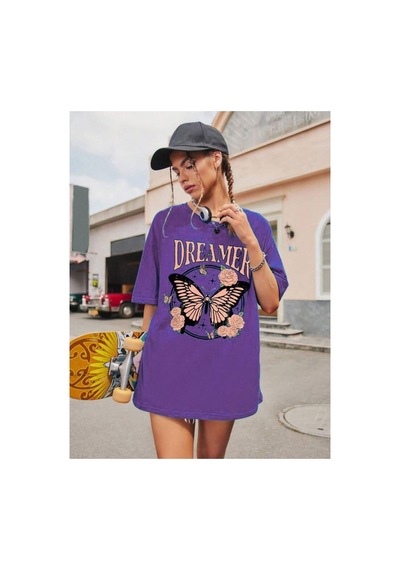 Medinenur Dreamer Baskılı Unisex Tshirt Mor