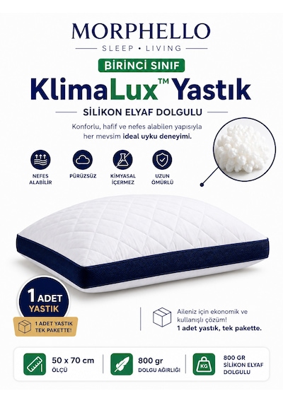 Morphello Klimalux Birinci Sınıf Klimalı Yastık 50x70 Cm 800 Gr Silikon Elyaf Dolgulu Nefes Alan Yan Spacer Makinede Yıkanabilir Beyaz-lacivert Spacer Morphello Klimalux Birinci Sınıf Klimalı Yastık 50x70 Cm 800 Gr Silikon Elyaf Dolgulu Nefes Alan Yan Spacer Makinede Yıkanabilir Beyaz-lacivert Spacer