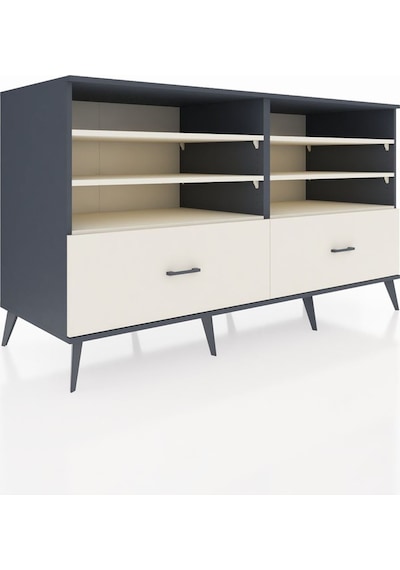 Kronos Konsol 6 Raflı 2 Çekmeceli 176x59x99 Antrasit-aytaşı Antrasit-aytaşı