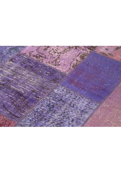 Bespoky Mor Patchwork Vintage Salon Halısı El Dokuma