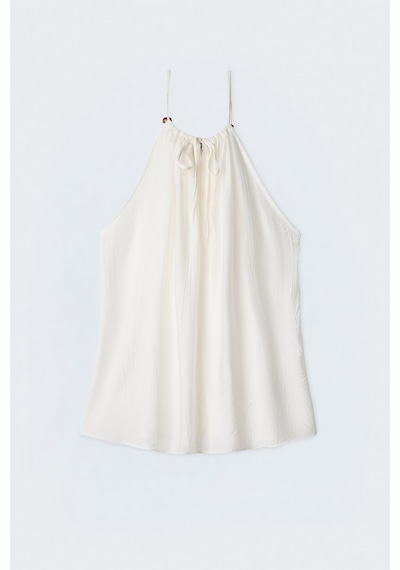 Sateen Aksesuar Detaylı Bluz - Ekru-137567