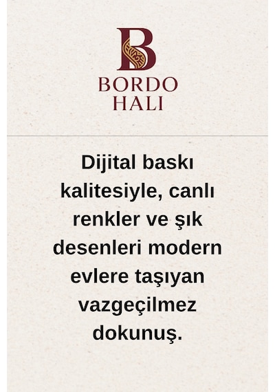 Buççin Online Mağaza Kaymaz Tabanlı Suya Dayanıklı Dijital Baskılı Banyo Paspası Takımı Bordo Halı 1614 Polyester Orta Çok Renkli