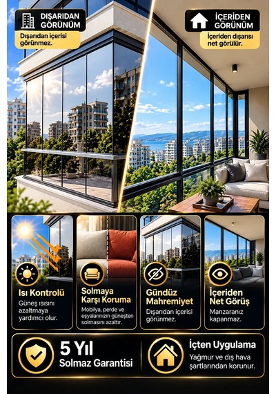 Zelayhome Silver Aynalı Cam Balkon Filmi 100 CM X 3 M