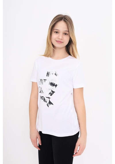 Toontoy Unisex Çocuk Atatürk Baskılı Tişört Beyaz