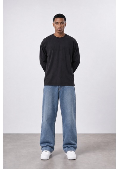 Respire Erkek Baggy Jean Koyu Mavi