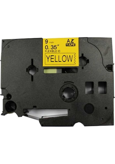 Brother P-touch Tze-fx621 Muadil Sarı Üzerine Siyah Esnek Etiket 9mm X 8m 1