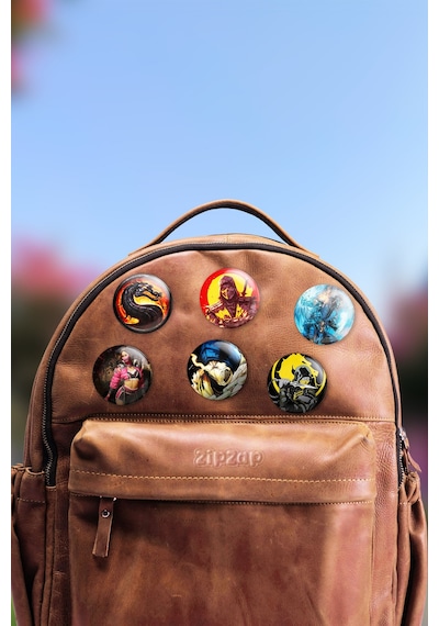 Mortal Kombat Video Oyun Çanta Süsü İğneli Buton Rozet Seti 6 Adet Altılı