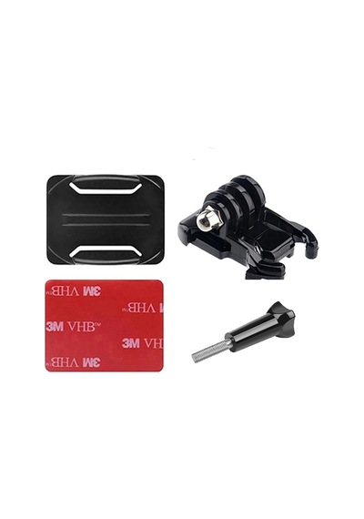 Gplus Bs04kvh 4 Parça Oval Zemin Eğimli Yüzey Vidalı Hızlı Tak Aksiyon Kamera Uyumlu 3m Yapışkanlı Motor Kask Bağlantı Base Seti Siyah