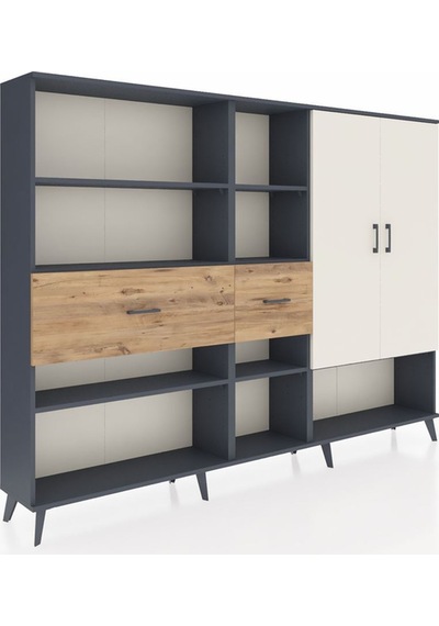 Arges Dolap 10 Raflı 2 Çekmeceli 2 Kapaklı 220x30x163 Antrasit-ay Antrasit-aytaşı/çam Arges Dolap 10 Raflı 2 Çekmeceli 2 Kapaklı 220x30x163 Antrasit-ay Antrasit-aytaşı/çam