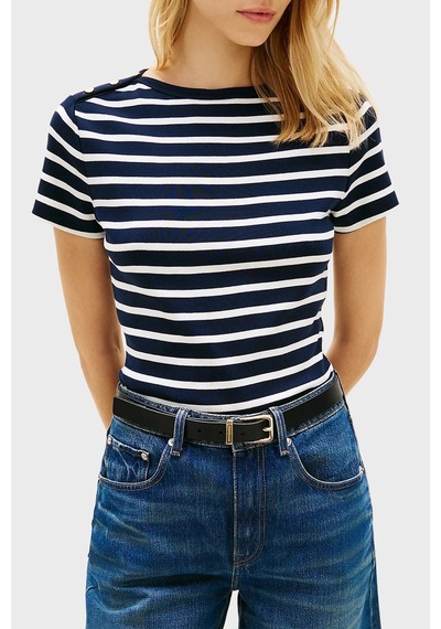 Tommy Hilfiger Bayan T Shirt Ww0ww49250 0x3 Lacivert-beyaz