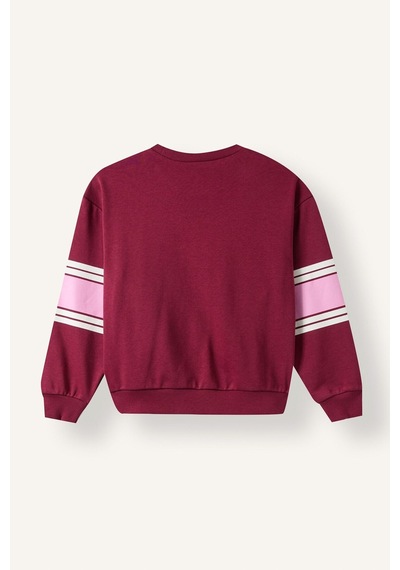 Defacto Bisiklet Yaka Şerit Detaylı Baskılı Sweatshirt Kız Çocuk I7532a826aubr204 Bordo-br204