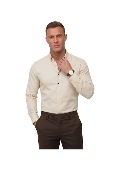 Deep Sea Deepsea Krem Slim Fit Likralı Kolay Ütülenebilir Gizli Düğmeli Erkek Gömlek 2602614 Deep Sea Deepsea Krem Slim Fit Likralı Kolay Ütülenebilir Gizli Düğmeli Erkek Gömlek 2602614