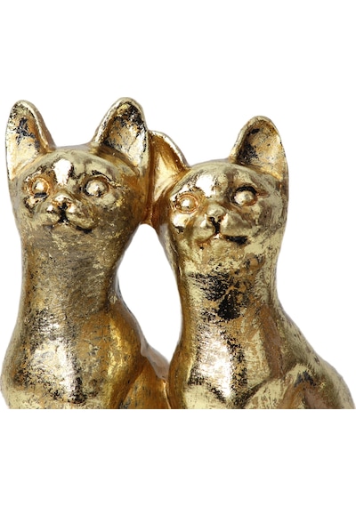 Gold Kedi Çift Biblo Heykel Hediyelik Dekoratif Ürün Konsol Vitrin Masa Süsü Ofis Ev Hediyesi