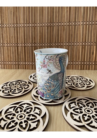 Ahşap Bardak Altlığı Model 2 (6'lı Set - 10 CM - 4Mm Kavak)