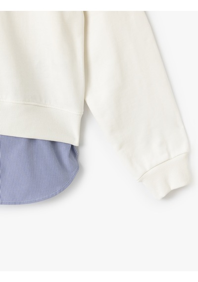 Koton İki Farklı Kumaş Kullanımlı Uzun Kollu Pamuklu Gömlek Yaka Sweatshirt Beyaz 5sak10188ek Beyaz Koton İki Farklı Kumaş Kullanımlı Uzun Kollu Pamuklu Gömlek Yaka Sweatshirt Beyaz 5sak10188ek Beyaz
