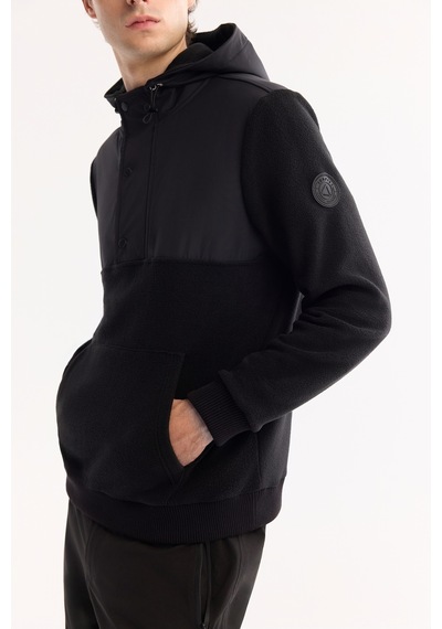 Avva Erkek Siyah Kapüşonlu Soft Touch Polar Regular Fit Sweatshirt A52y1268