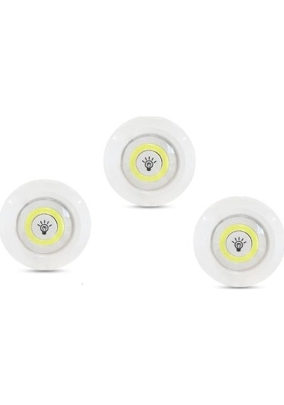 3'lü Uzaktan Kumandalı Pilli Led Spot Lamba Seti Kablosuz & Yapışkanlı Aydınlatma Beyaz