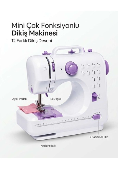 12 Farklı Dikiş Desenli Mini Dikiş Makinesi