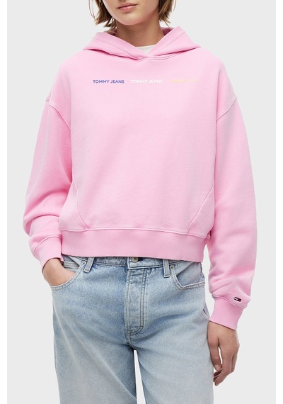 Tommy Jeans Logolu Regular Fit Kapüşonlu Sweat Kadın Sweat Dw0dw22906 Tou Pembe