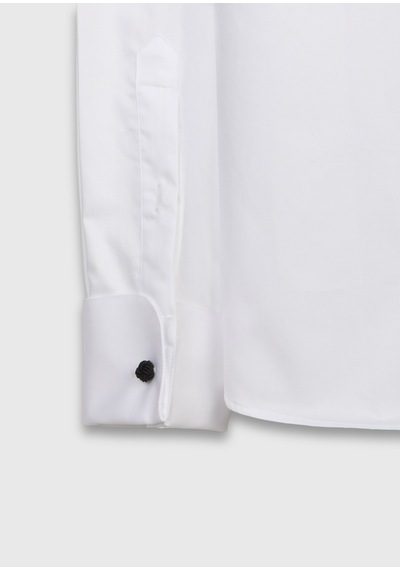 Ramsey Beyaz Düz Slim Fit Duble Manşet Smokin Gömlek beyaz white