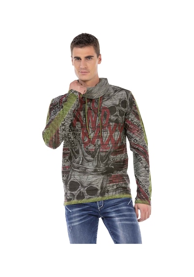 Cipo & Baxx CL468 Şal Yaka Desenli Sweatshirt Antrasit