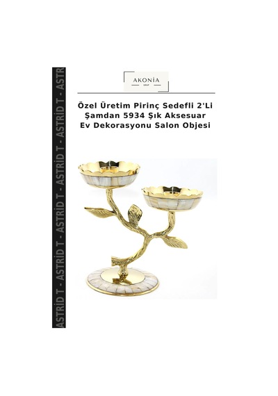 Özel Üretim Pirinç Sedefli 2'li Şamdan 5934 Şık Aksesuar Ev Dekorasyonu Salon Objesi Çok Renkli