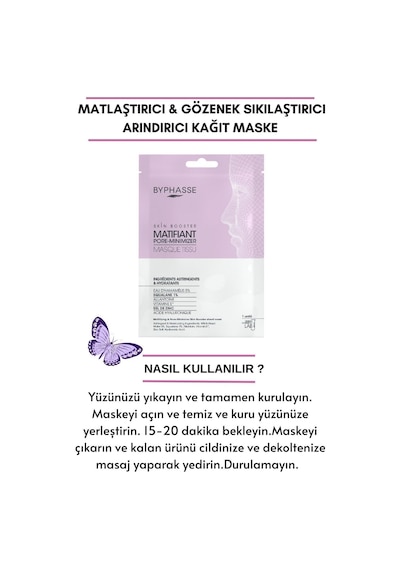 Byphasse Matlaştırıcı Ve Gözenek Sıkılaştırıcı Skin Booster Kağıt Yüz Maskesi