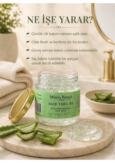 Minia Bahçe Yüz, Vücut, Saç ve Saç Derisi İçin Aloe Vera Jel 75 G