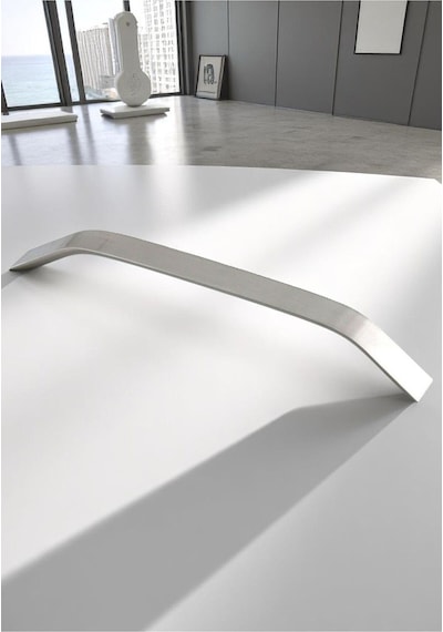 Şahin Alüminyum Metal Lüks Modern Mobilya Çekmece Mutfak Dolabı Kulpu İnox 192mm 5 Adet Inox